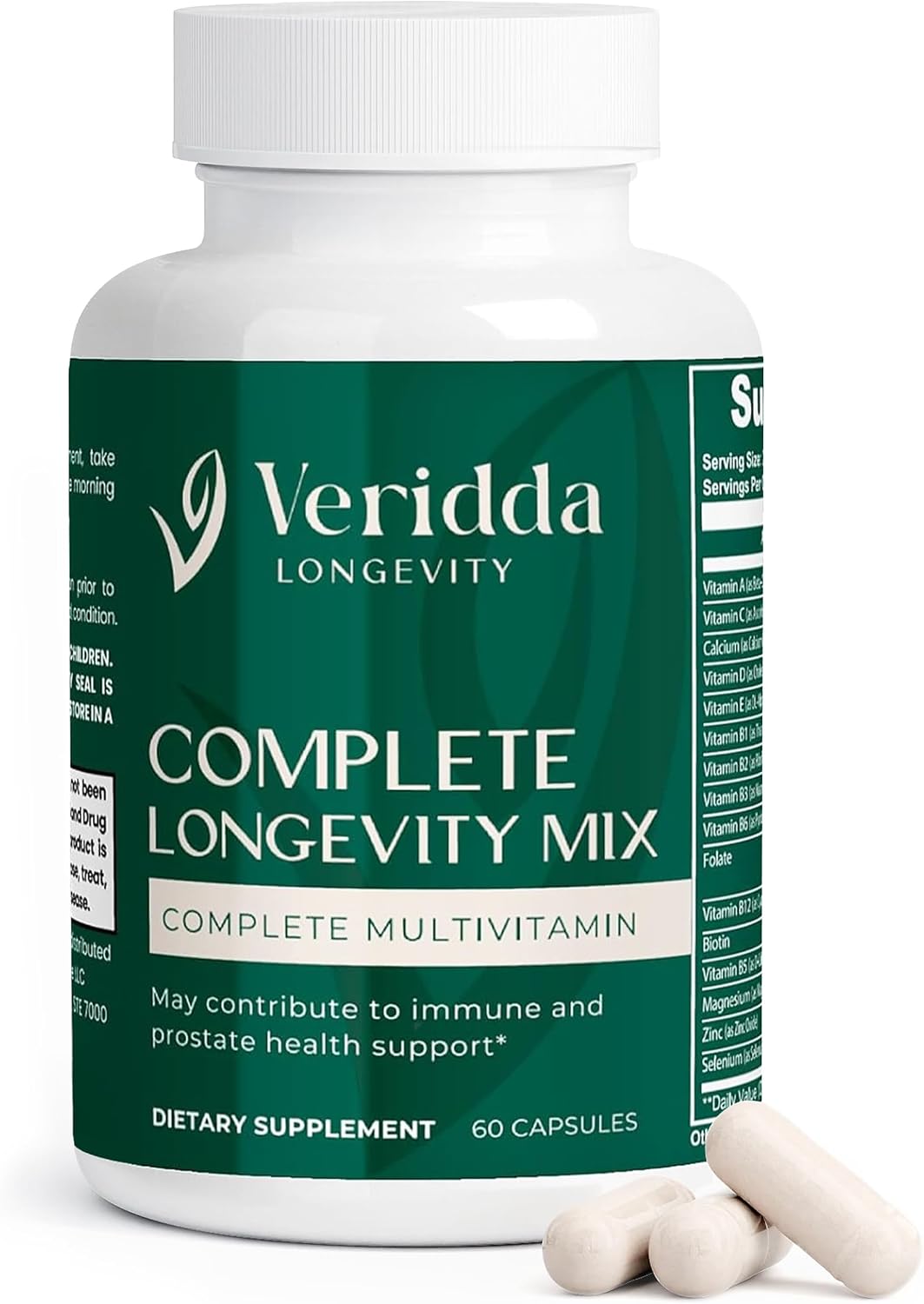 Complete Longevity Mix - Multivitamínico con Complejo B, Antioxidantes Naturales, Equinácea, Espirulina, Luteína, Licopeno - 60 Cápsulas