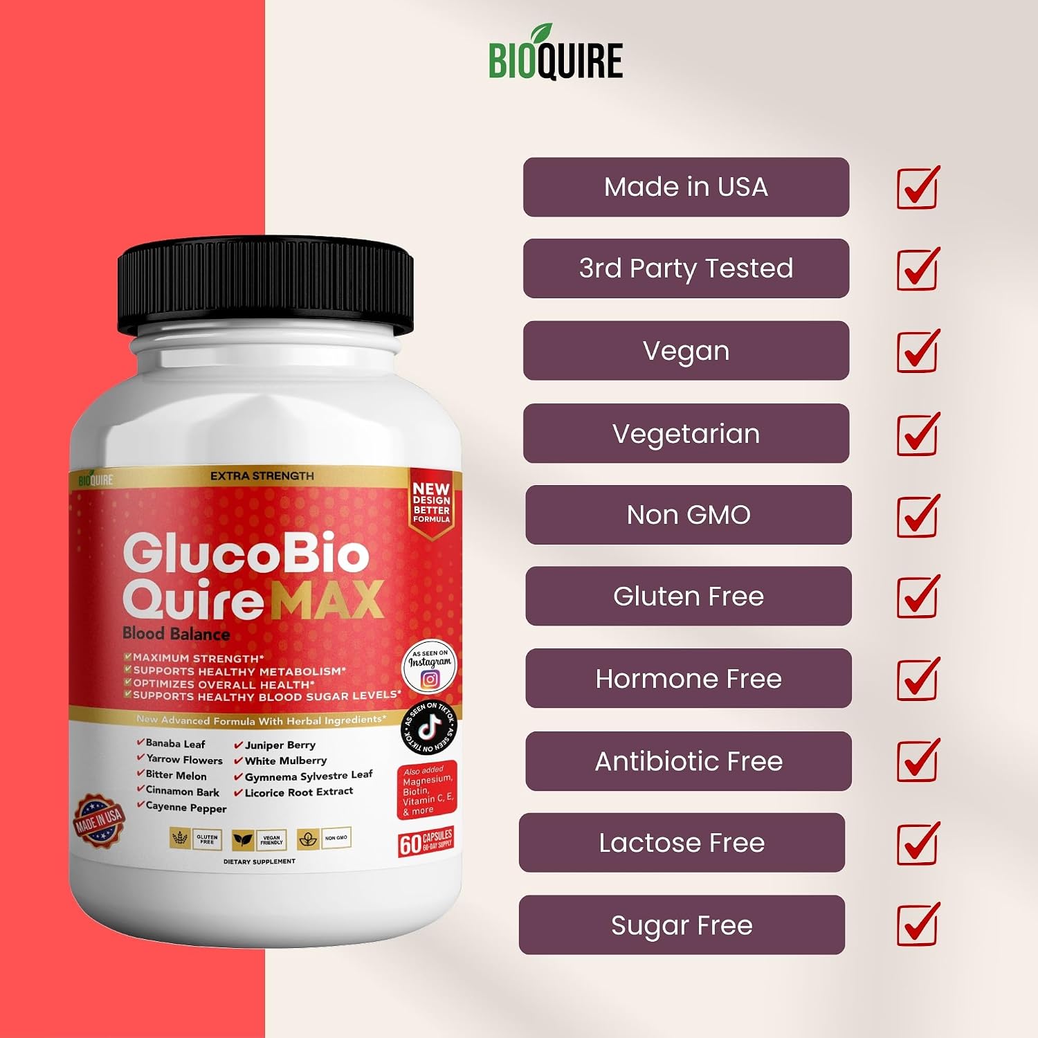 Gluco Bio Quire Max Blood Balance Ultra, 60 Cápsulas