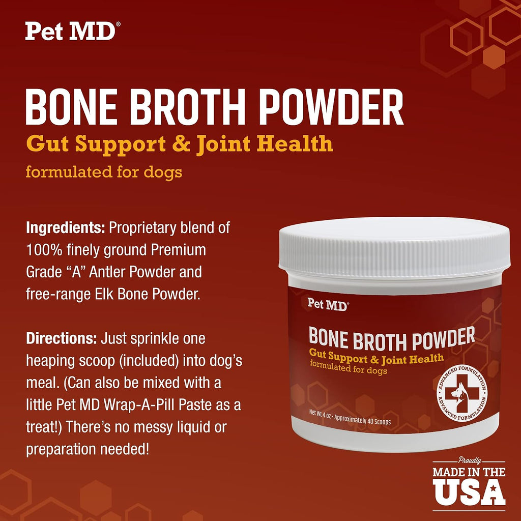 Pet MD Caldo de Huesos para Perros - Topper de Comida con Vitaminas y Aminoácidos - 113 g (4 oz)