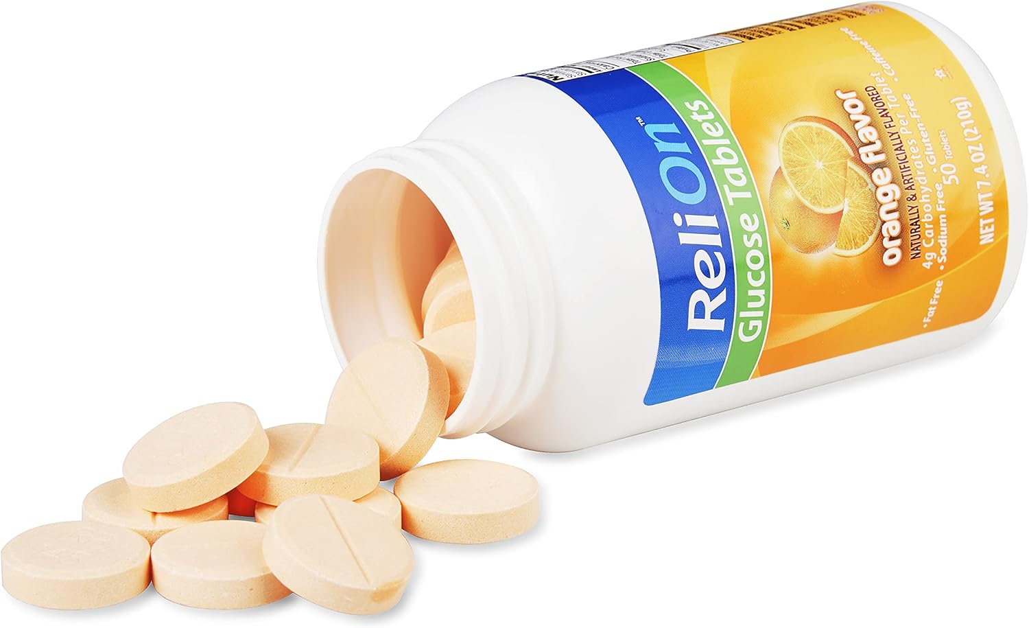 ReliOn Tabletas de Glucosa Sabor Naranja - 50 Unidades