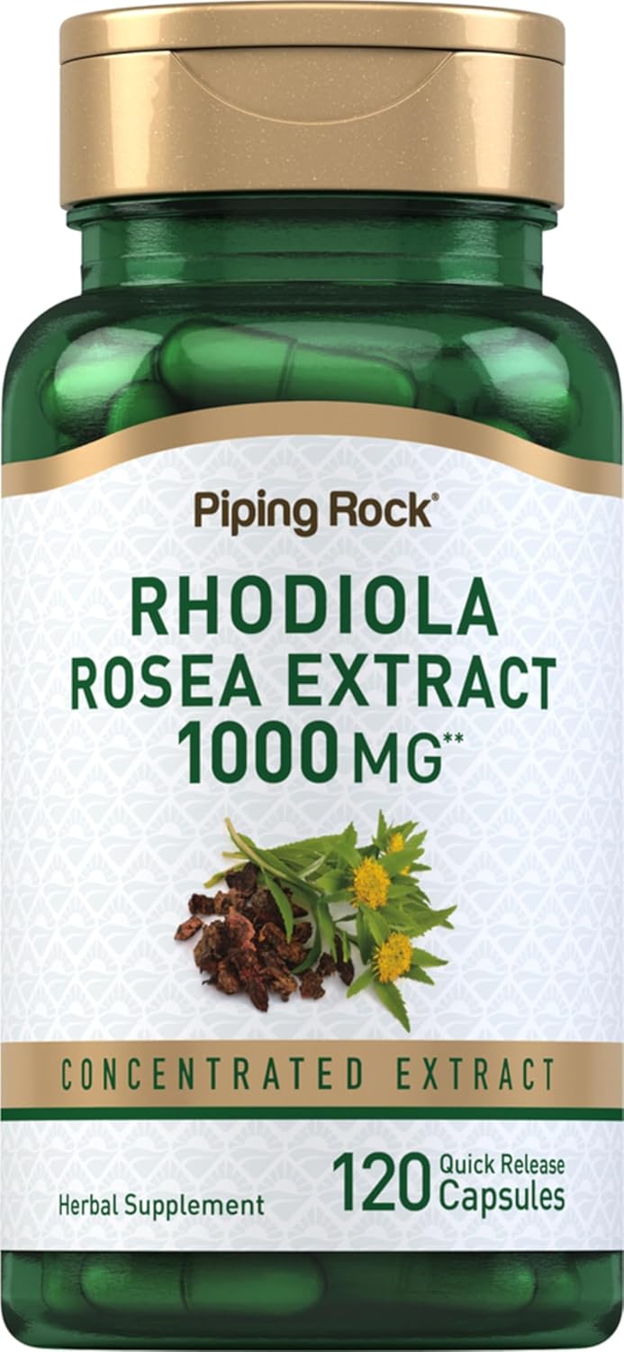 Piping Rock Rhodiola Rosea Suplemento | 120 Cápsulas | Extracto Concentrado de Hierba | No Transgénico, Sin Gluten