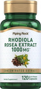Piping Rock Rhodiola Rosea Suplemento | 120 Cápsulas | Extracto Concentrado de Hierba | No Transgénico, Sin Gluten