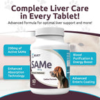 SAM-e para perros adultos medianos y grandes, 60 comprimidos, 200 mg de S-Adenosil-L-Metionina Activa