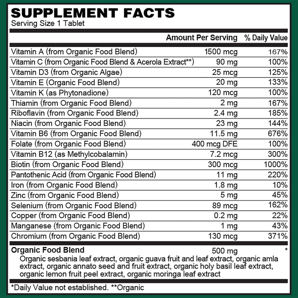 PlantFusion Multivitamínico Orgánico para Hombres - 30 Comprimidos Veganos