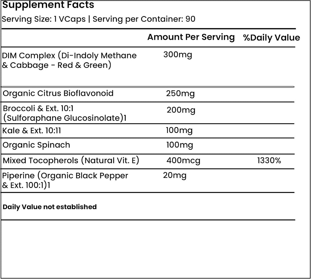 Green Organic Supplements DIM, Diindolylmethane, Indole-3-Carbinol, Broccoli, 90 VCaps, Alta Absorción, No Transgénico, Sin Gluten (Pack de 4)