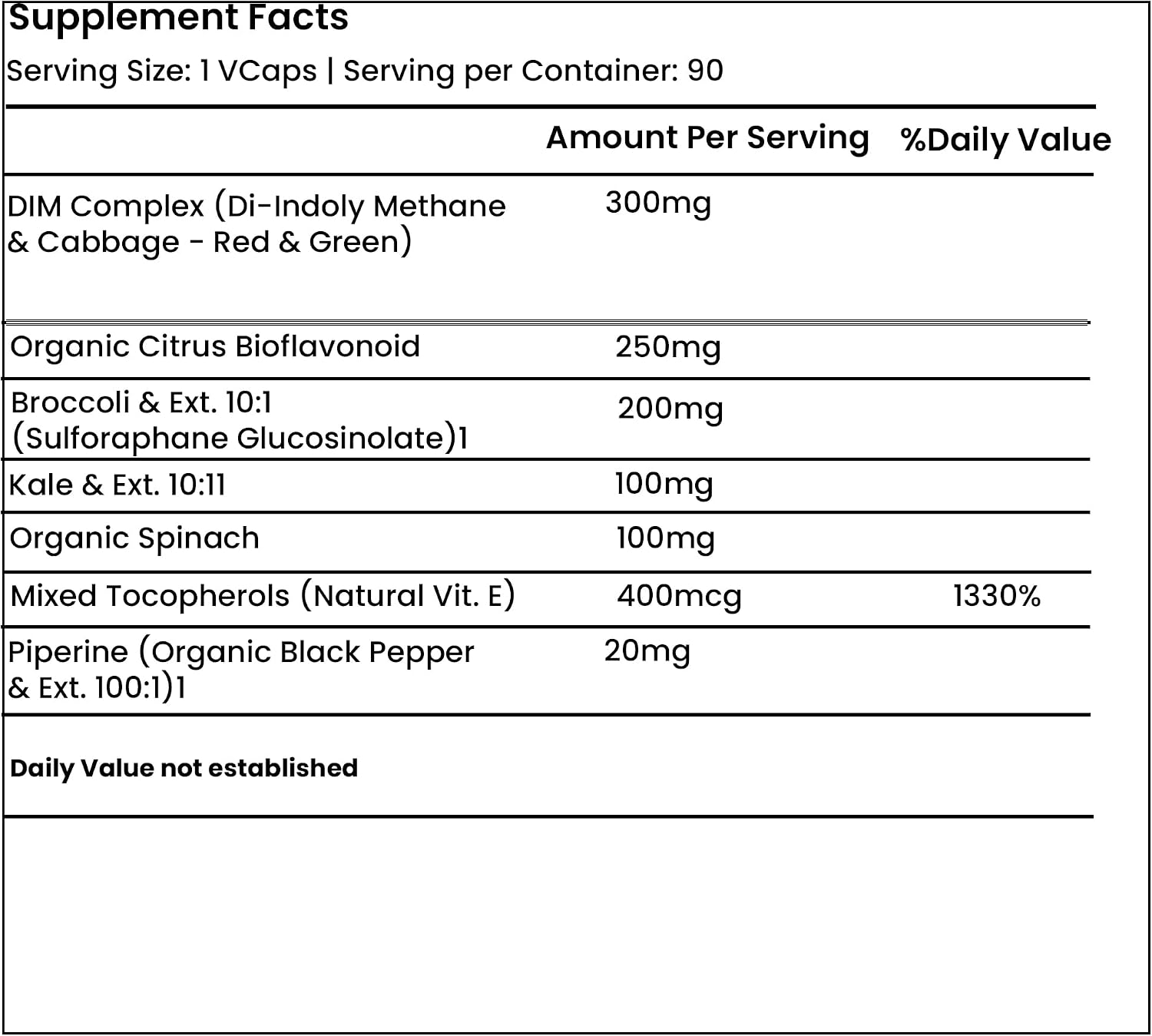 Green Organic Supplements DIM, Diindolylmethane, Indole-3-Carbinol, Broccoli, 90 VCaps, Alta Absorción, No Transgénico, Sin Gluten (Pack de 4)