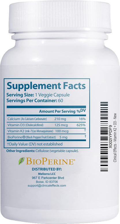 Clinical Effects Vitamina K2 + D3 con Bioperine y Calcio - Pack de 3 – Image 2