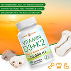 NoMiLu Vitamina D3 y K2 (10000 UI + 200 mcg) - 90 Cápsulas Blandas - 3 Meses de Suministro