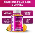 Vitamatic Ácido Fólico Gominolas 1000 mcg (1 mg) - 120 Gominolas Veganas