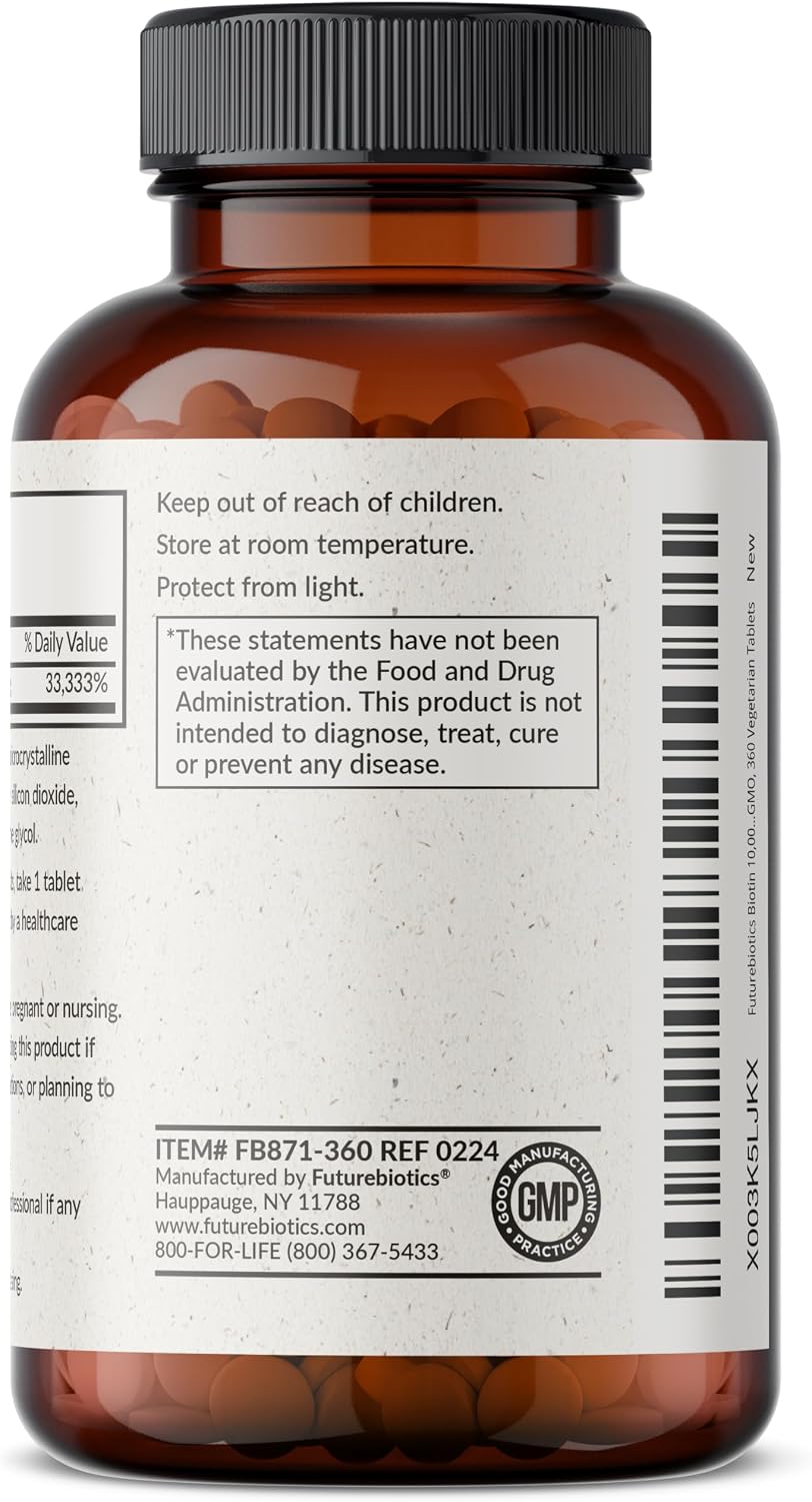 Futurebiotics Biotina 10.000 mcg – 360 Comprimidos Veganos