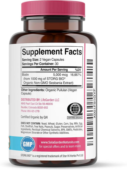 Biotina Orgánica Vegetal 5000 mcg - 60 – Fabricado en EE.UU. bajo estrictas normas cGMP y sometido a pruebas de – Image 9