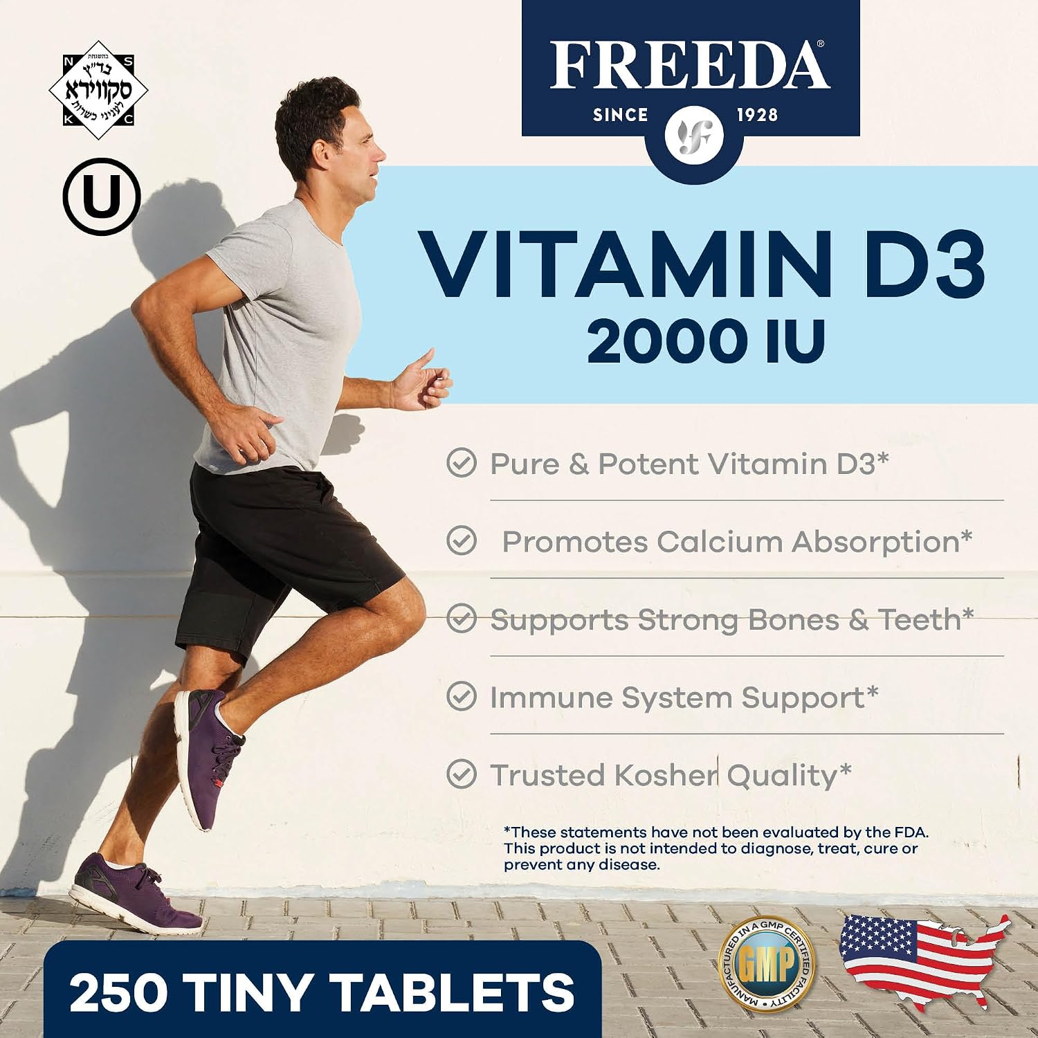 FREEDA Vitamina D3 Pura 2000 UI – 250 Comprimidos Pequeños