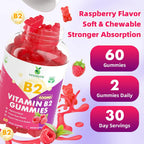 VCCHUYH Gominolas de Vitamina B2 con Magnesio, 400 mg de Riboflavina, 120 unidades