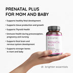 Dr. Brighten Prenatal Plus – Vitaminas Prenatales con Vitaminas B Activas, Minerales y Antioxidantes para Embarazo y Lactancia – 180 Cápsulas