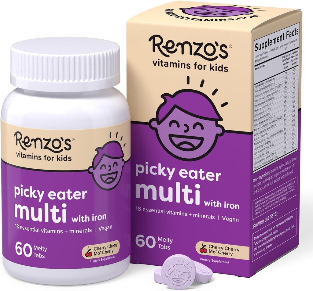Renzo's Multivitamínico Infantil con Hierro - Comprimidos Disolubles Sabor Cereza - 60 unidades