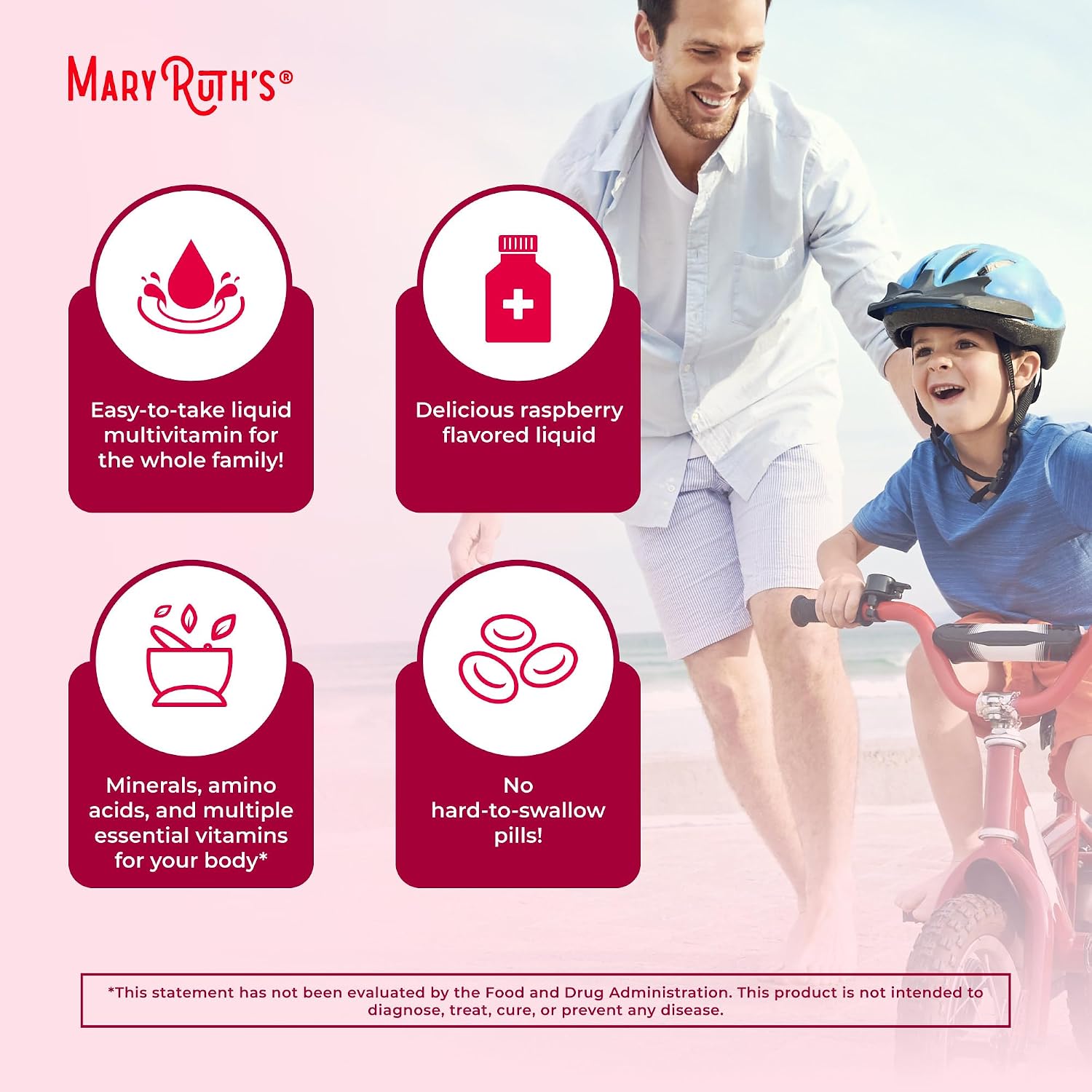 MaryRuth's Multivitamínico Líquido Matutino para Mujeres, Hombres y Niños - Vitaminas A, C, D, E, B6, B12, Biotina, Zinc - Vegano - Sin Gluten - 32 Porciones