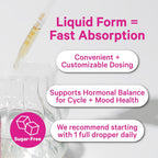 Pink Stork Gotas de Equilibrio Hormonal para Mujeres - 60ml, 30 Dosis - Complemento Líquido Vegano