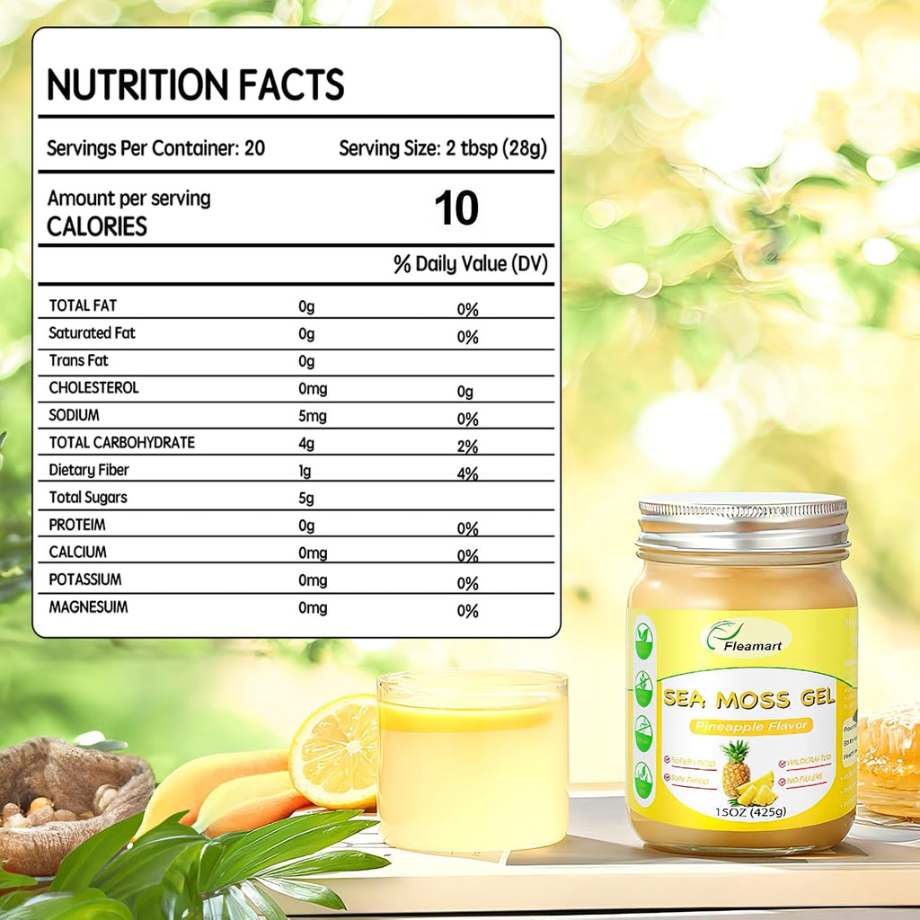 Gel de Musgo Marino Irlandés Silvestre (425 g) - Sabor Piña - Suplemento Vegano con Vitaminas y Minerales