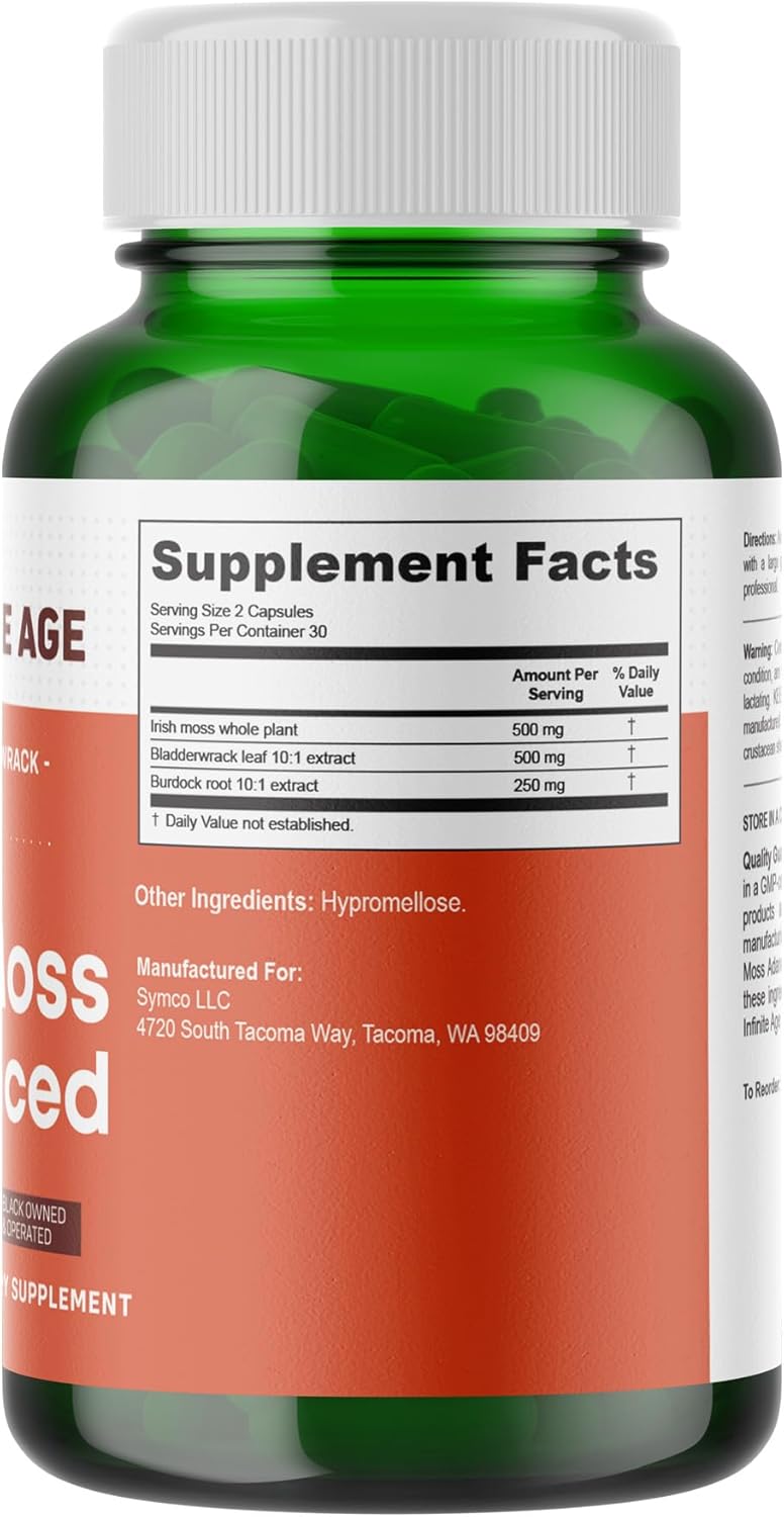 INFINITE AGE 3 Pack de 1250mg Sea Moss Advanced Superfood Cápsulas, 180 Unidades