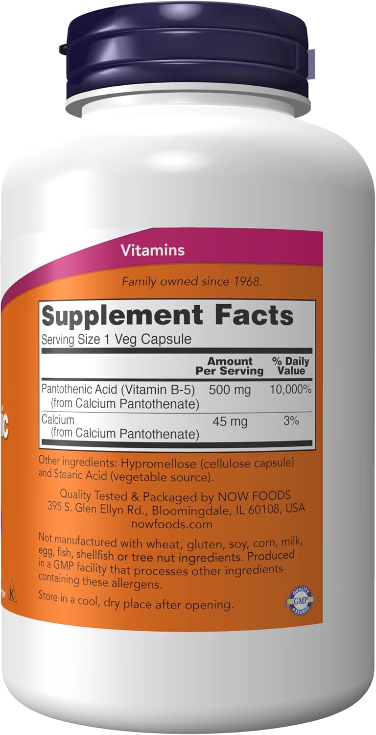 NOW Foods Ácido Pantoténico 500 mg, 250 Cápsulas (Pack de 3)