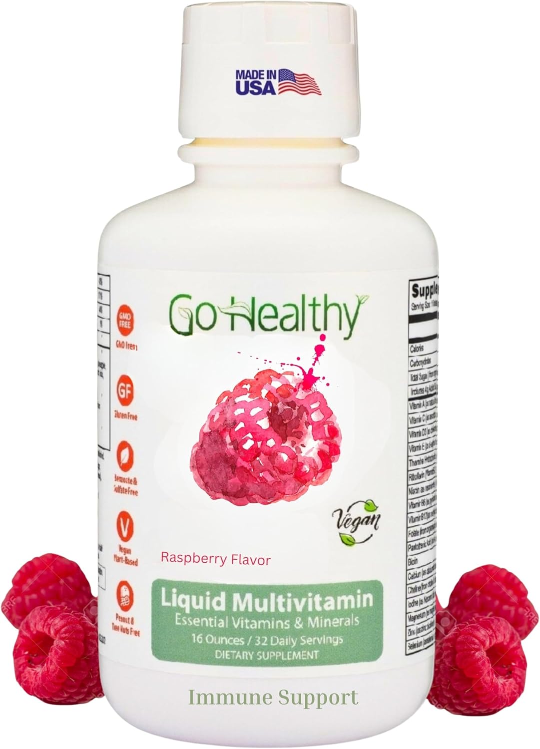 Go Healthy Complete Liquid Multivitamin | Vegan | 32 Doses | Mango and Peach Flavor
