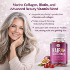 Grab The Gold Vitaminas para Cabello, Piel y Uñas | Gominolas con Biotina 6000 mcg y Colágeno | Sabor Maracuyá | Sin Gluten, No-GMO
