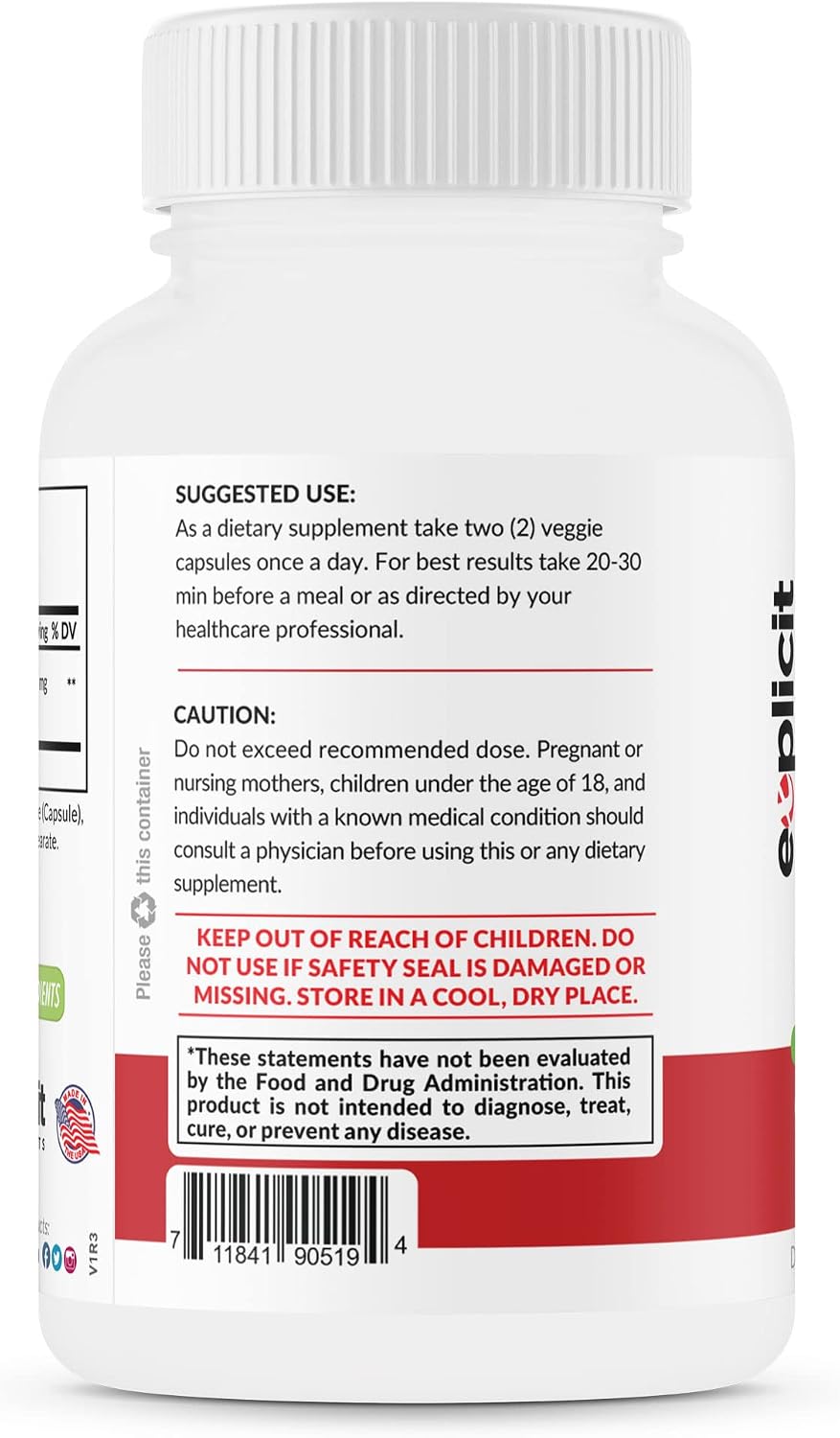 eXplicit Supplements Berberina HCl Natural 1200mg 60 Cápsulas