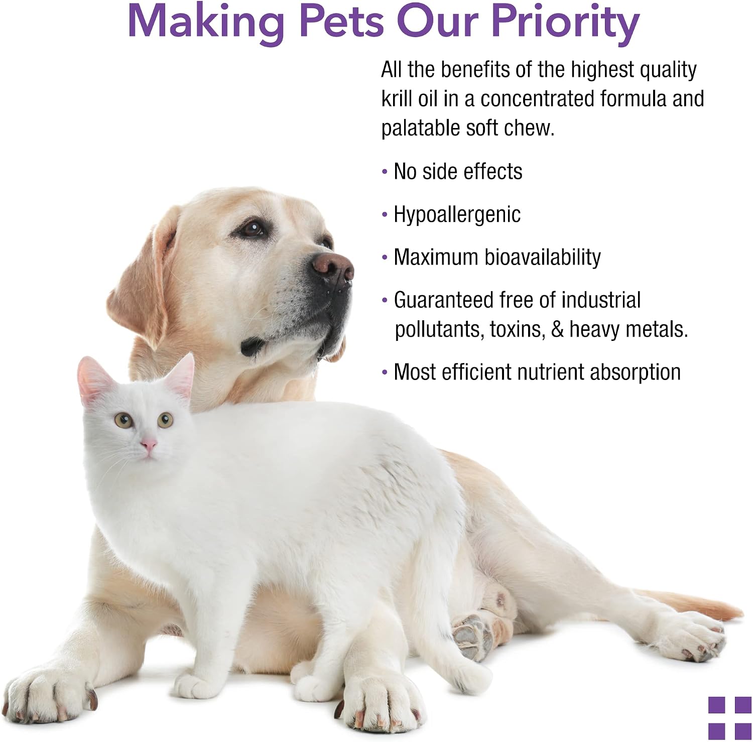 Animal Pharmaceuticals Krillex Shed-Free Chews - Omega 3 para perros y gatos - 60 uds