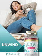 Carlyle Stress Support Gummies - 50 Gominolas con GABA y L-Teanina - Sabor Fresa y Limón - Sin Gluten y No GMO