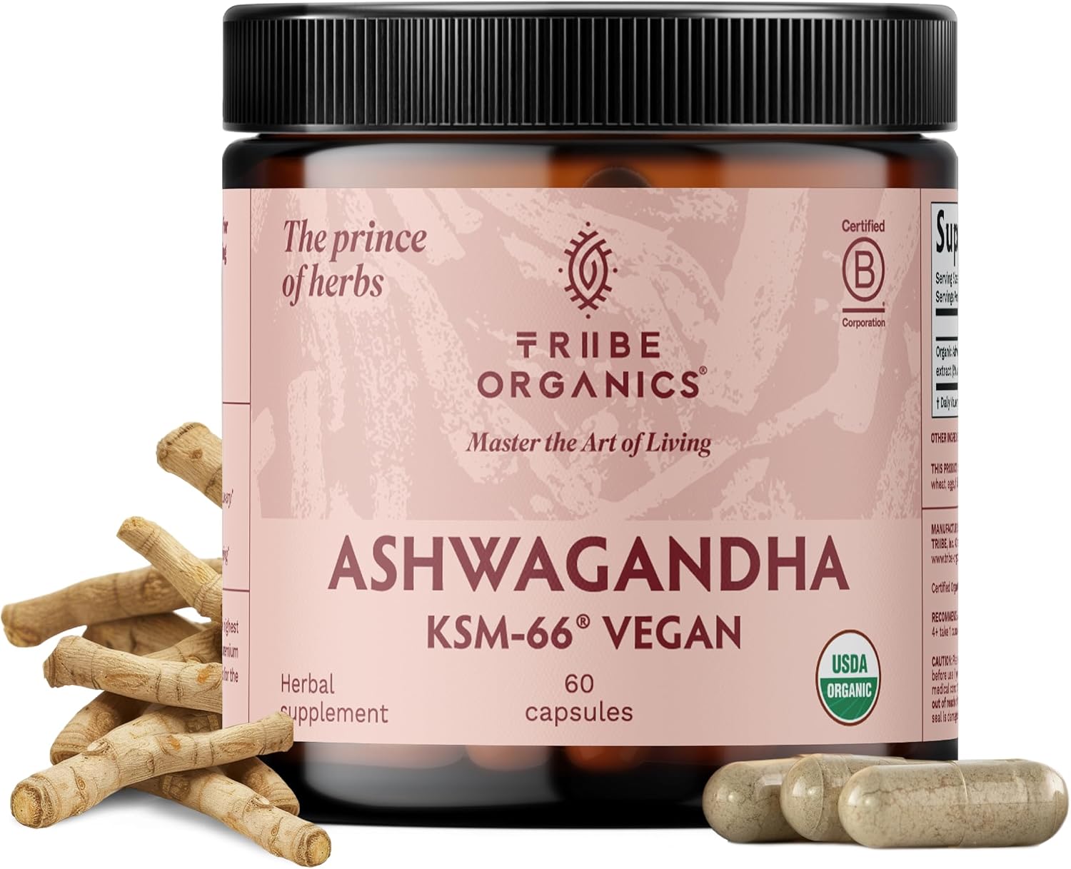 TRIBE ORGANICS Ashwagandha KSM-66 Vegana 600mg - 60 Cápsulas