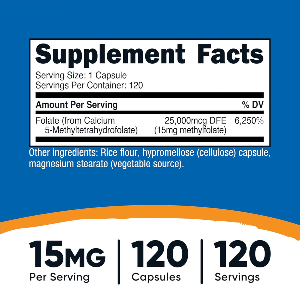 Nutricost L-Metilfolato 15mg, 120 Cápsulas – El folato puede contribuir a la formación normal de las células – Image 2