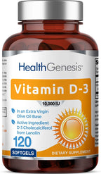 Vitamina D3 10000 UI 380 Cápsulas Blandas – Alta Potencia con Aceite de Oliva Virgen Extra
