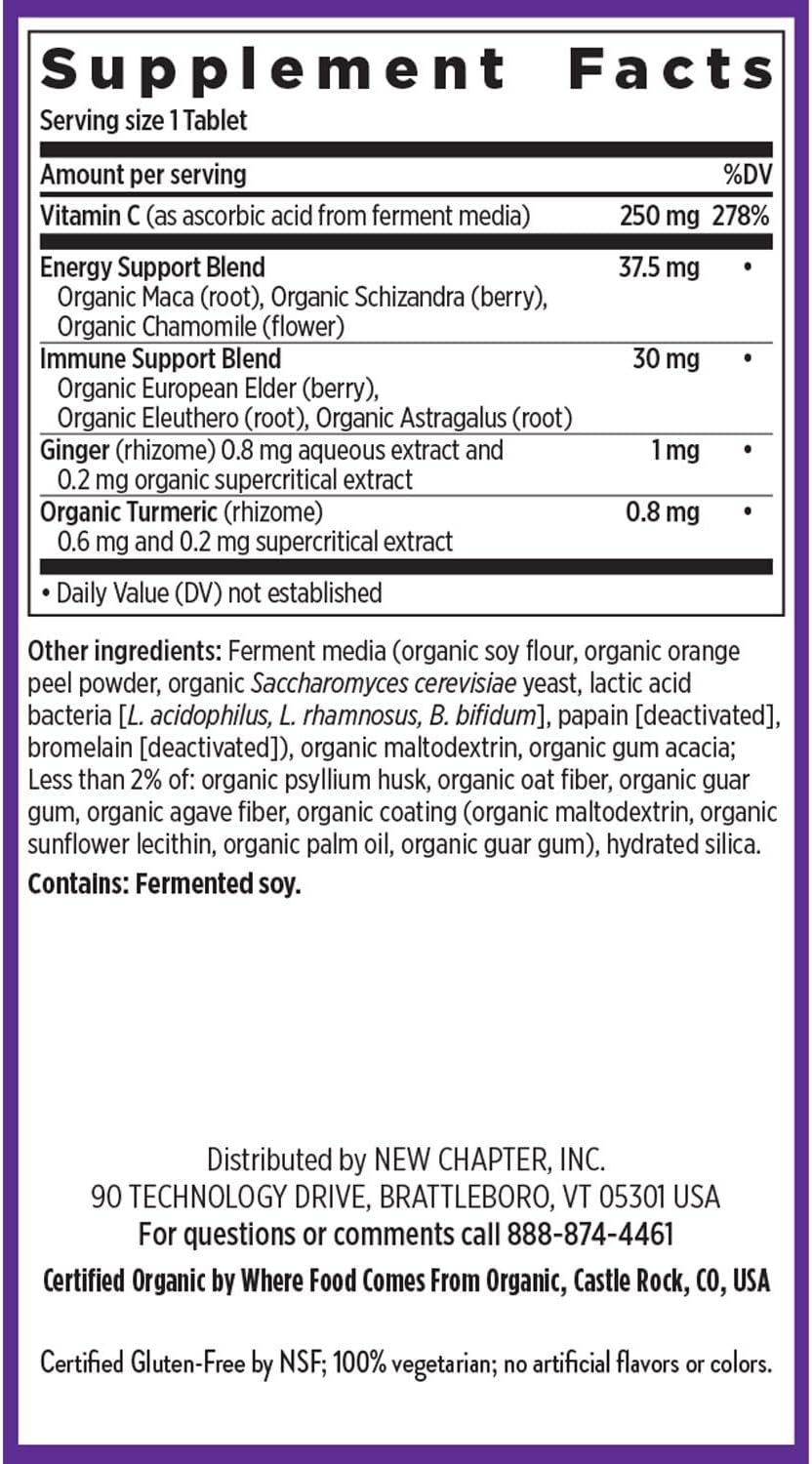 New Chapter Vitamina C Immune Defense + Saúco - 90 Comprimidos