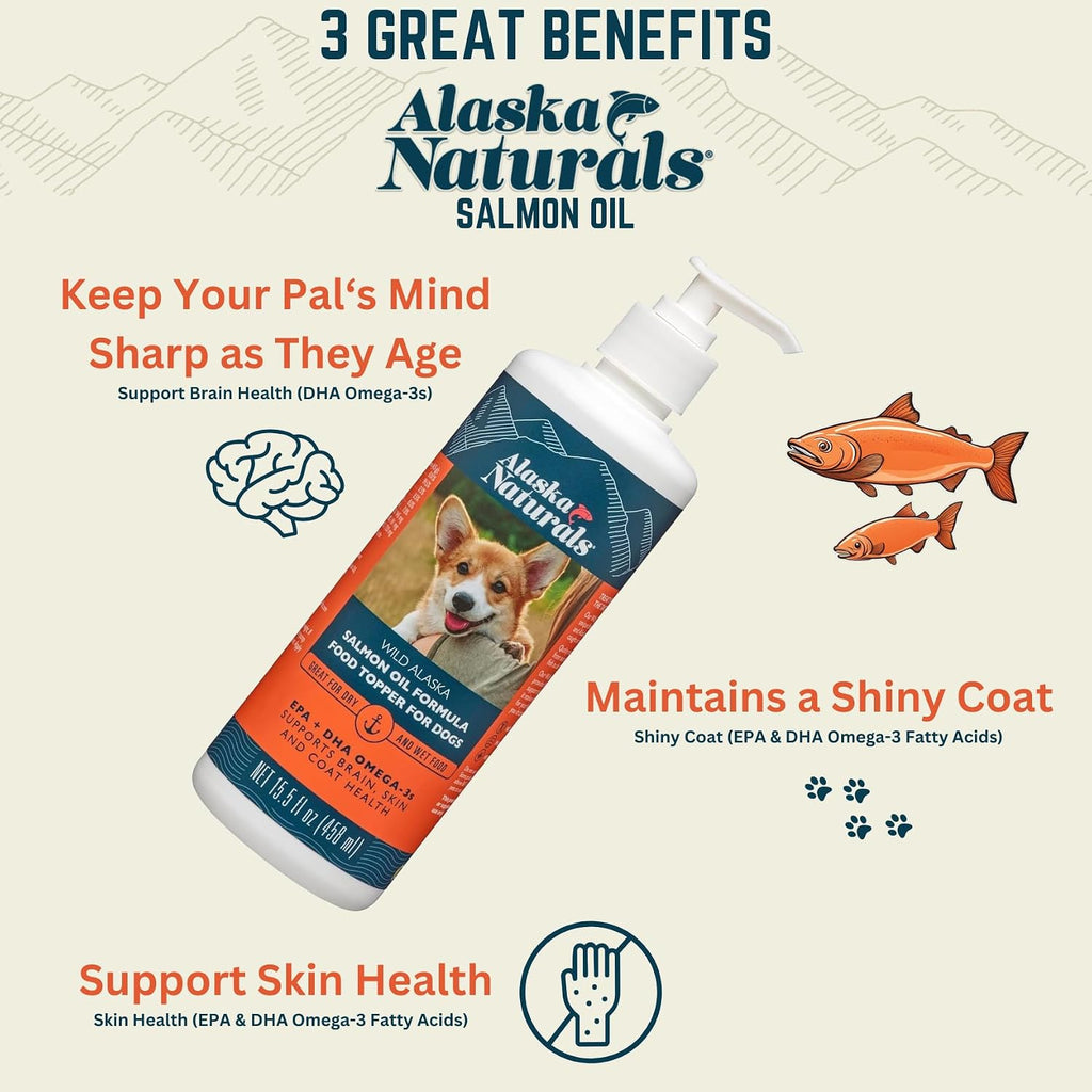 Alaska Naturals Aceite de Salmón Salvaje de Alaska para Perros - Omega 3 EPA DHA - 237 ml