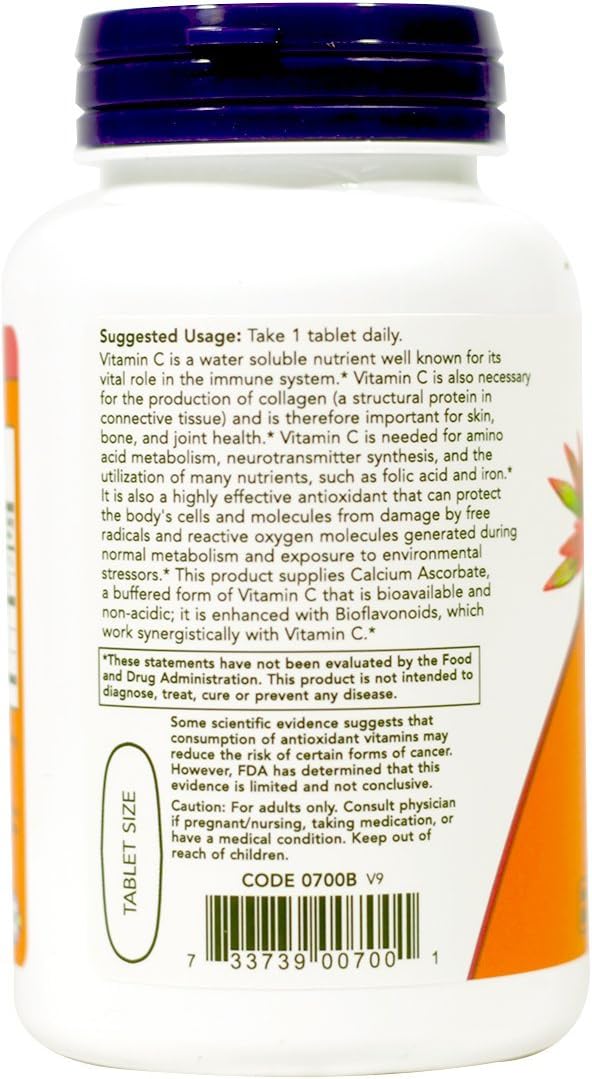 NOW C-1000 Vitamina C 1000 mg con Bioflavonoides - 180 Comprimidos (Pack de 2)