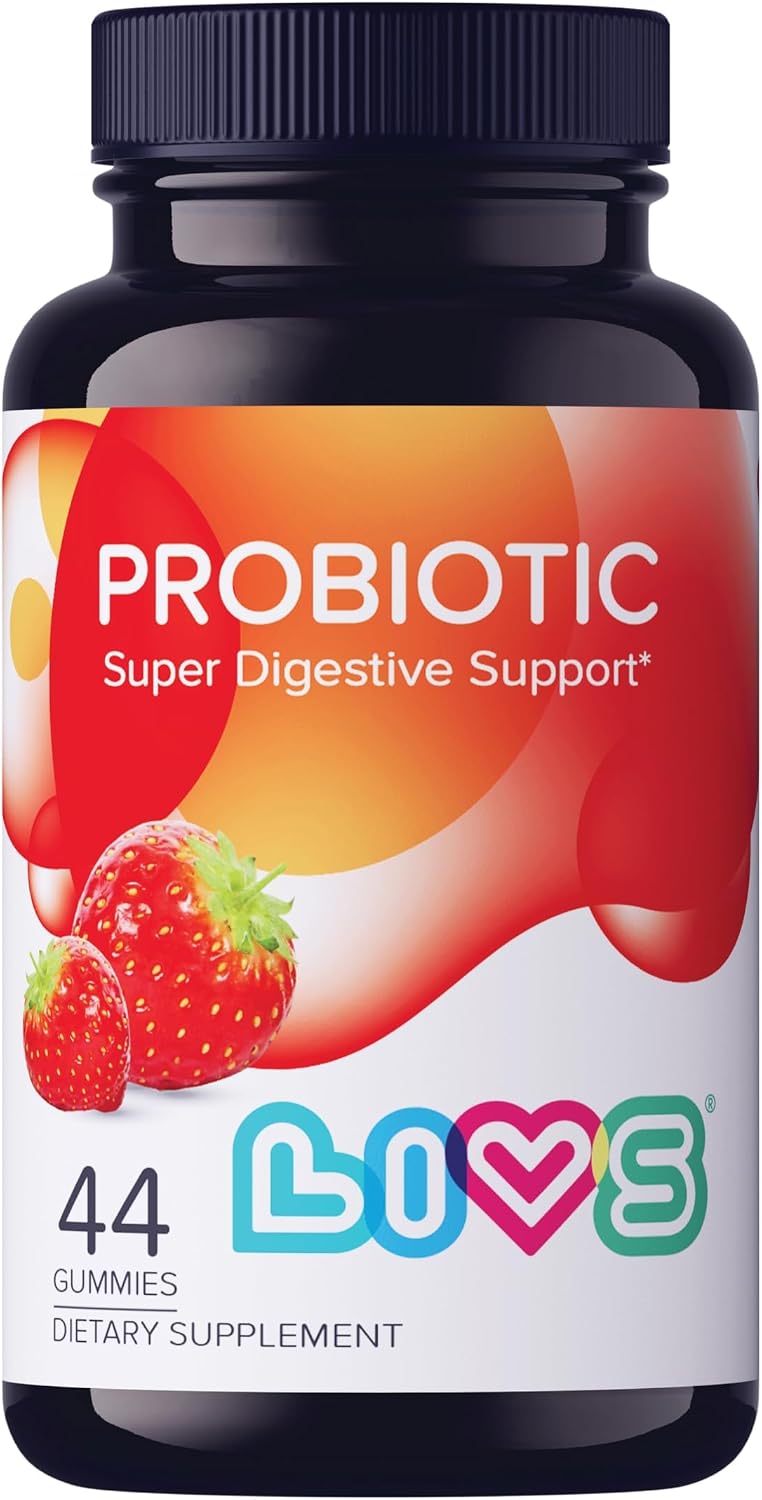 LIVS Probióticos en Gominolas para Mujeres y Hombres – 5 Mil Millones de CFU Bacillus Coagulans – Salud Digestiva, Ánimo e Inmunidad – Natural, Vegano, Sabor Fresa – 44 Gomitas