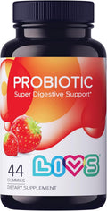 LIVS Probióticos en Gominolas para Mujeres y Hombres – 5 Mil Millones de CFU Bacillus Coagulans – Salud Digestiva, Ánimo e Inmunidad – Natural, Vegano, Sabor Fresa – 44 Gomitas