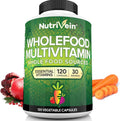 Nutrivein Multivitamínico de Alimentos Integrales para Hombres y Mujeres – 120 Cápsulas Veganas – Energía Diaria, Apoyo Inmunitario y Cardíaco – Mezcla de Frutas y Verduras + Vitaminas B