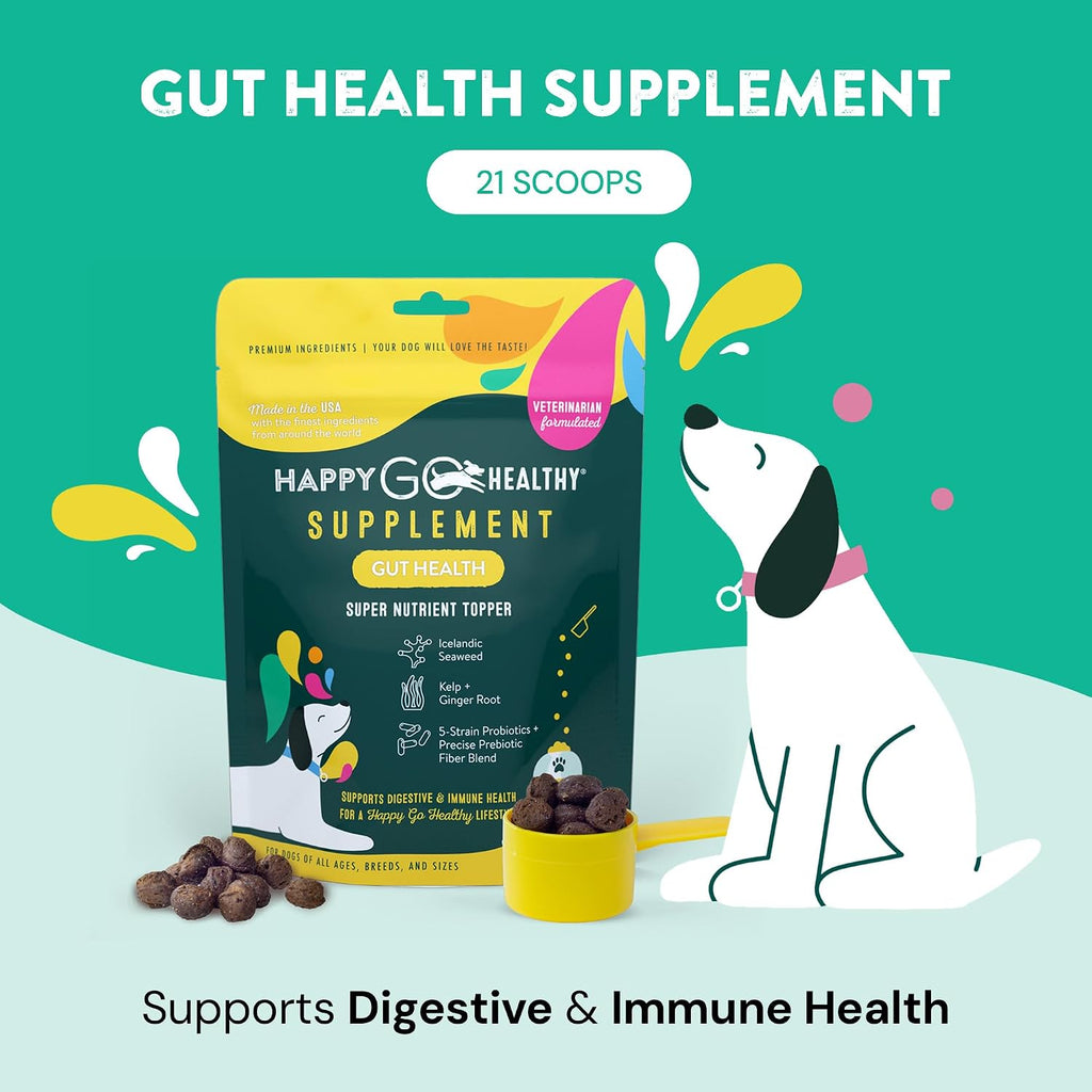 Happy Go Healthy Suplemento de Probióticos para la Salud Intestinal del Perro | Apoya la Digestión y el Sistema Inmunitario | Ingredientes Naturales | 21 dosis