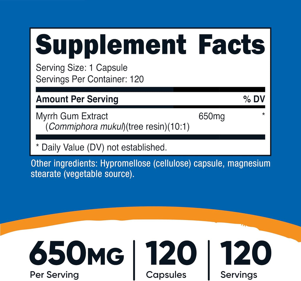 Nutricost Extracto de Mirra - 120 Cápsulas, Sin Gluten, Vegetariano, No-OGM