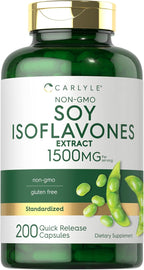 Isoflavonas de Soja Carlyle para Mujeres y Hombres | 200 Cápsulas | Suplemento Extracto No-GMO Sin Gluten