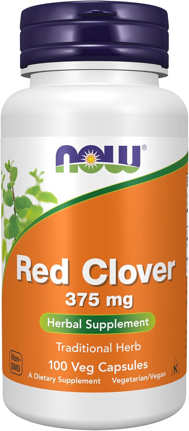 NOW Foods Trébol Rojo (Trifolium pratense) 375 mg, 100 Cápsulas Vegetales