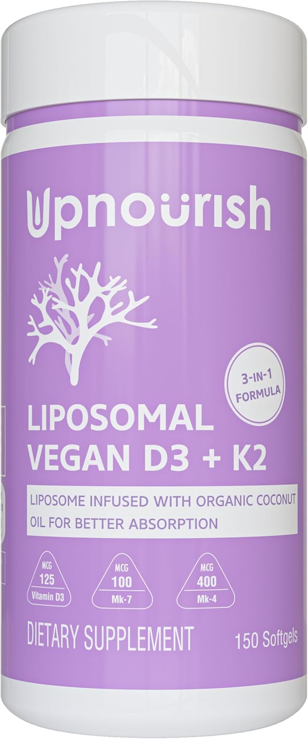 UpNourish Vitamina D3 Liposomal 5000 IU - 365 Cápsulas Blandas con Aceite de Coco Orgánico