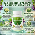 Kaunch Beej 500mg | 60 Cápsulas Veganas | Extracto Puro de Mucuna Pruriens | Suplemento Ayurvédico Tradicional para Vitalidad y Energía | Sin OGM y Sin Gluten
