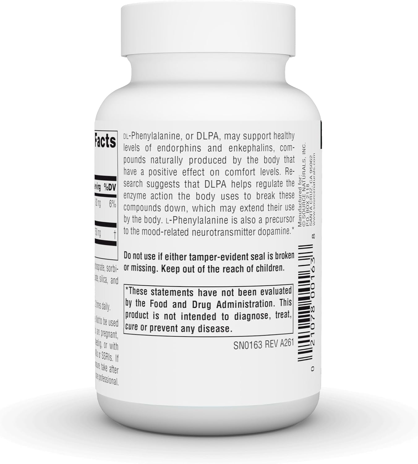 Source Naturals DLPA DL-Fenilalanina 375mg – 120 Comprimidos