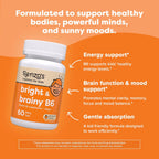 Renzo's Bright & Brainy Vitamina B6, Comprimidos Disolventes para Niños, 60 Unidades, Sabor Naranja Sin Azúcar