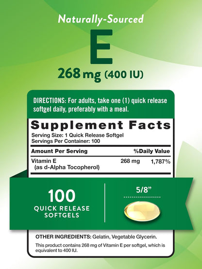 Nature's Truth Vitamin E 400 IU Softgels | 268mg | 100 Count | Non-GMO & Gluten Free Supplement – Image 2