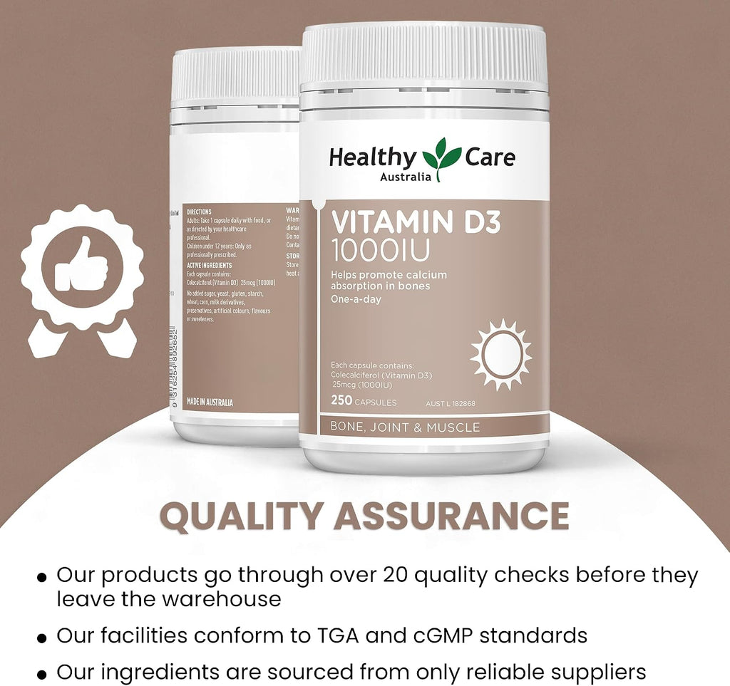 Healthy Care Vitamina D3 1000 UI 250 cápsulas blandas