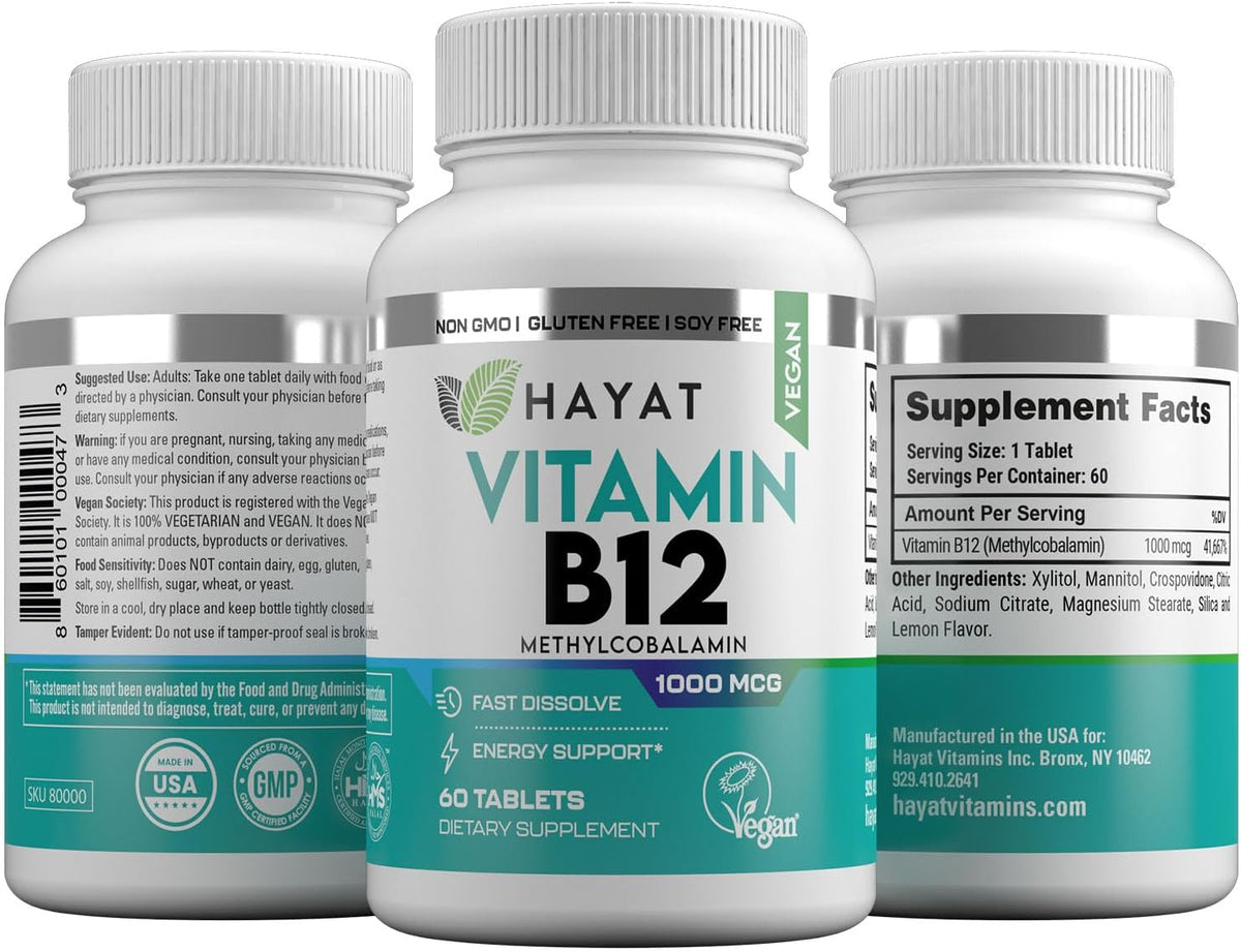 HAYAT Vitamina B12 1000 mcg – Suplemento – La formación normal de glóbulos rojos. – Image 4