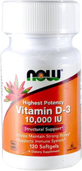 NOW Foods Vitamina D-3 10.000 UI, 120 Cápsulas Blandas